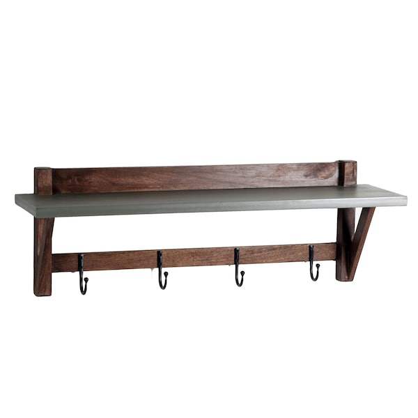 Alaterre Furniture Brookside 40"W Concrete-Top Wood Entryway Coat Hook - AWBS2470