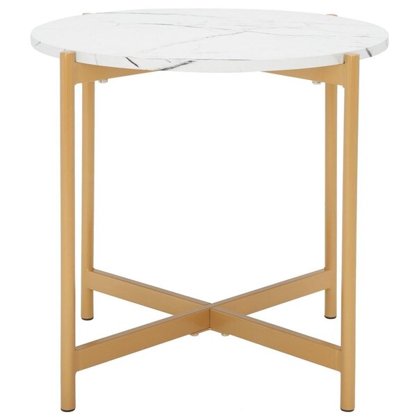 Safavieh Calina Accent Table, White Marble & Gold - ACC5803B