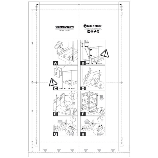 Rev-A-Shelf Aluminum, Silver, 14.77 in W, 22.92 in H, 22.13 in D, 22.09 in L, Silver - 5349-2150DM-217
