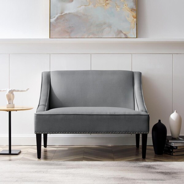 Posh Living Clare Bench - Upholstered, Light Grey Linen - BH274-03LG-UE