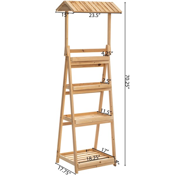 Vintiquewise Multi-Functional Wooden Shelf Plant Stand, Storage Rack and Bookcase for Indoor and Covered Outdoor Spaces - QI004599