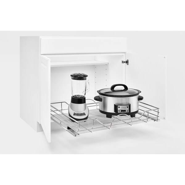 Rev-A-Shelf Steel, Silver, 32.5 in W, 5.3 in H, 21.9 in D, 21.74 in L, Silver - 5730-33CR