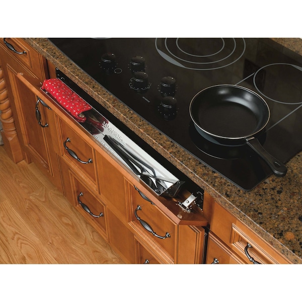 Rev-A-Shelf Stainless Steel, Silver, 28 in W, 3.8 in H, 1.69 in D, 1.77 in L, Silver - 6541-28-52