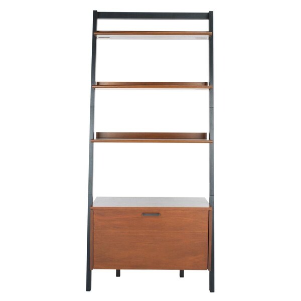 Safavieh Vlad 3 Shelf 1 Door Etagere, Honey Brown & Charcoal - ETG9405C
