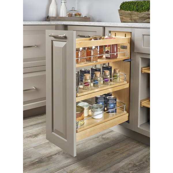Rev-A-Shelf Maple Veneer, Light Brown, 8.75 in W, 25.63 in H, 22.65 in D, 22.77 in L, Light Brown - 448SW-BCSC-8C