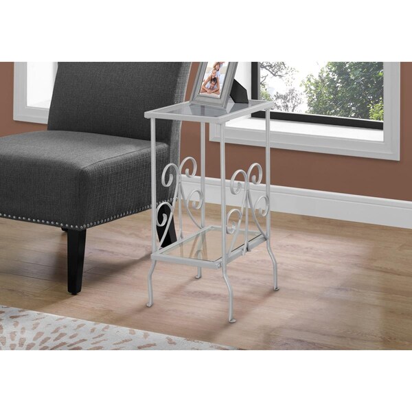 Gfancy Fixtures 30 in. Silver Metal & Clear Tempered Glass Accent Table - GF3667717