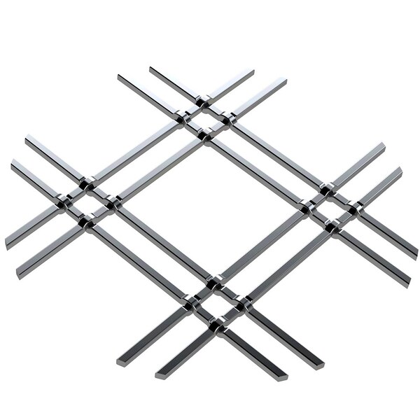 Designs Of Distinction 1" Flat Double Diamond Decorative Grille - Satin Nickel, 36" W x 48" L Sheet - 01364811614PSN1