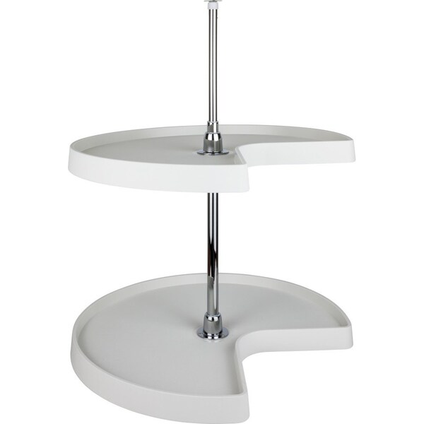 Hardware Resources 24" Kidney Two-Shelf Plastic Lazy Susan Set with Chrome Hubs - PLSMK24