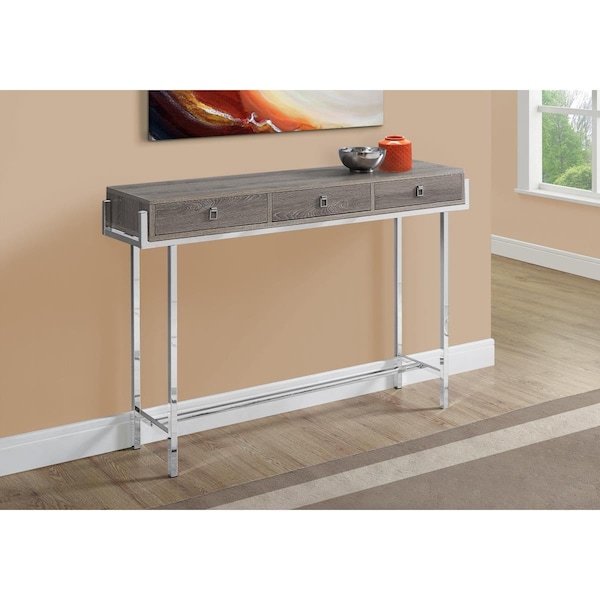Gfancy Fixtures 31.75 in. Dark Taupe Particle Board & Chrome Metal Accent Table - GF2473823