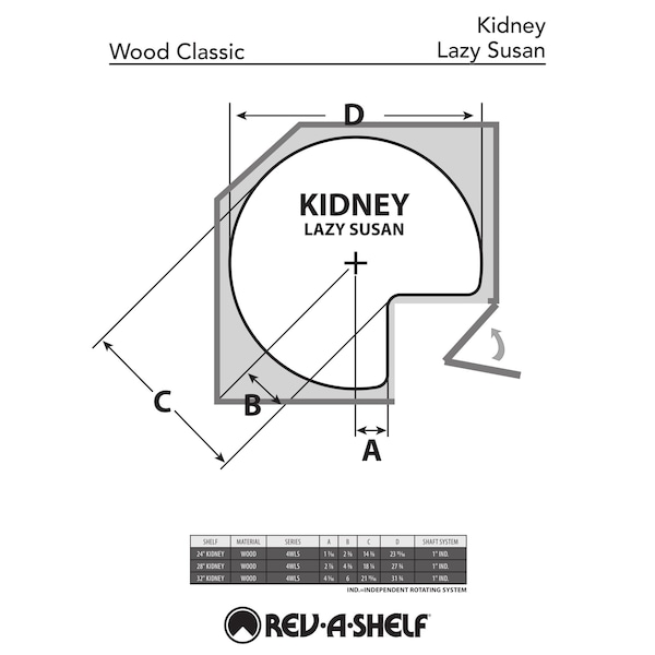 Rev-A-Shelf Maple Veneer, Light Brown, 32 in W, 26 in H, 32 in D, 32 in L, Light Brown - 4WLS472-32-52