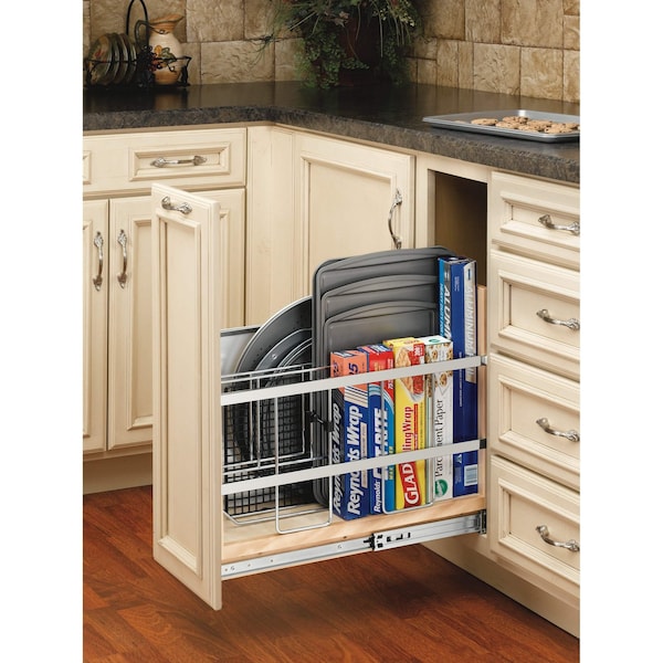 Rev-A-Shelf Maple Veneer, Light Brown, 8 in W, 19.5 in H, 21.66 in D, 21.65 in L, Light Brown - 447-BCBBSC-8C