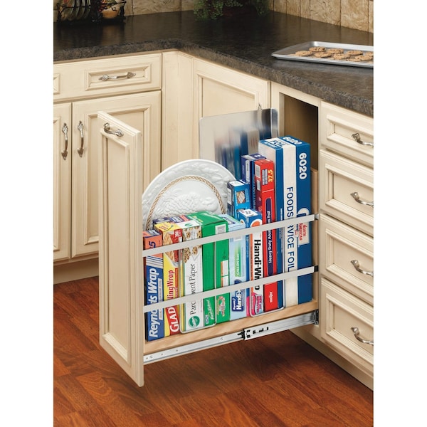 Rev-A-Shelf Maple Veneer, Light Brown, 8 in W, 19.5 in H, 21.66 in D, 21.65 in L, Light Brown - 447-BCBBSC-8C