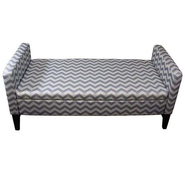 Gfancy Fixtures Modern Gray & White Chevron Print Storage Bench; Neutral & Gray - GF3095556