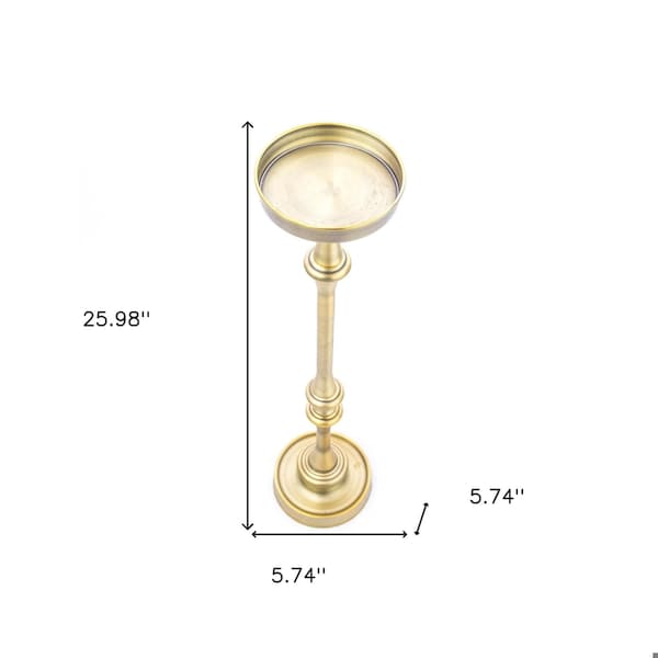 Homeroots Brushed Gold Brass Iron Drink Size Accent Table - 384132