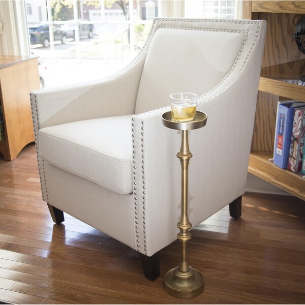 Homeroots Brushed Gold Brass Iron Drink Size Accent Table - 384132