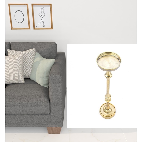Homeroots Brushed Gold Brass Iron Drink Size Accent Table - 384132