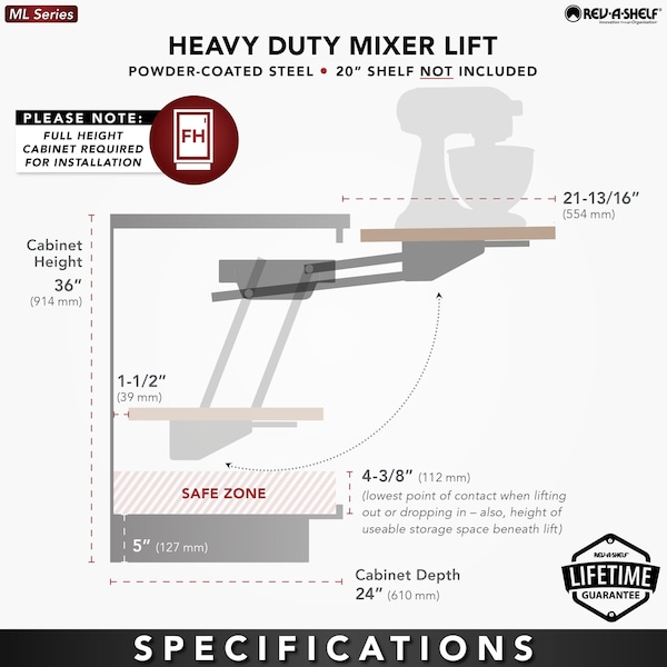 Rev-A-Shelf Steel, Gray, 12 in W, 20.63 in H, 22.5 in D, 22.5 in L, Orion Gray - RAS-ML-HDSCOG