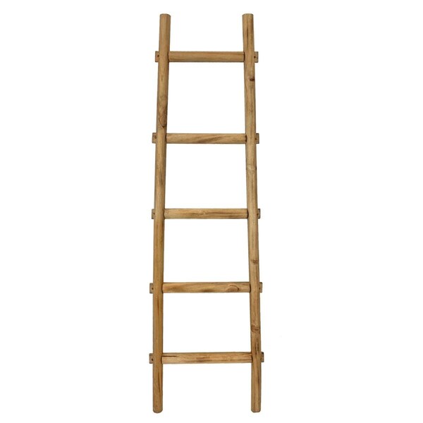 Homeroots 5 Step Decorative Ladder Shelve, Brown - 59 x 18 x 2 in. - 379915