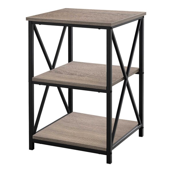 Homeroots 26 in. Rectangular Dark Taupe Black Metal Accent Table - 376522