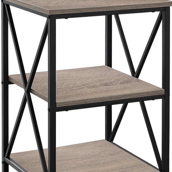Homeroots 26 in. Rectangular Dark Taupe Black Metal Accent Table - 376522