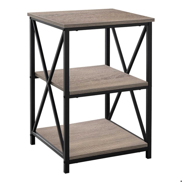 Homeroots 26 in. Rectangular Dark Taupe Black Metal Accent Table - 376522