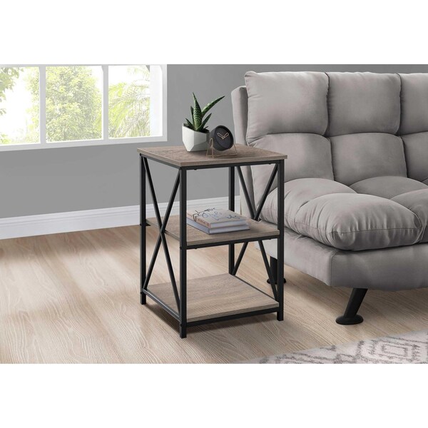 Homeroots 26 in. Rectangular Dark Taupe Black Metal Accent Table - 376522