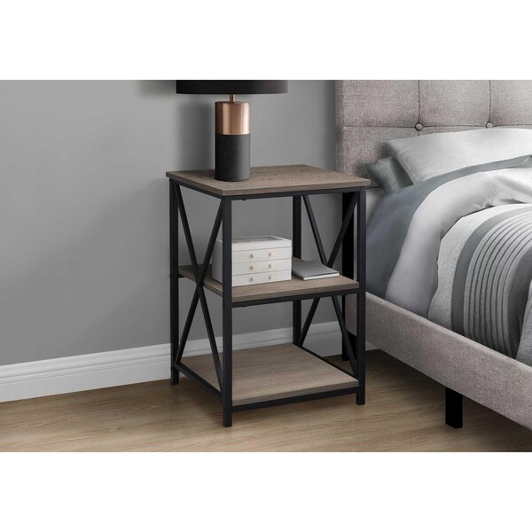 Homeroots 26 in. Rectangular Dark Taupe Black Metal Accent Table - 376522