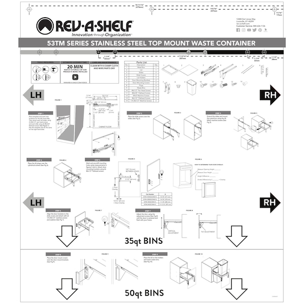 Rev-A-Shelf Steel, Gray, 22.13 in W, 18.81 in H, 21.65 in D, 21.65 in L, Gray - 53TM-24GSCDM4-FL