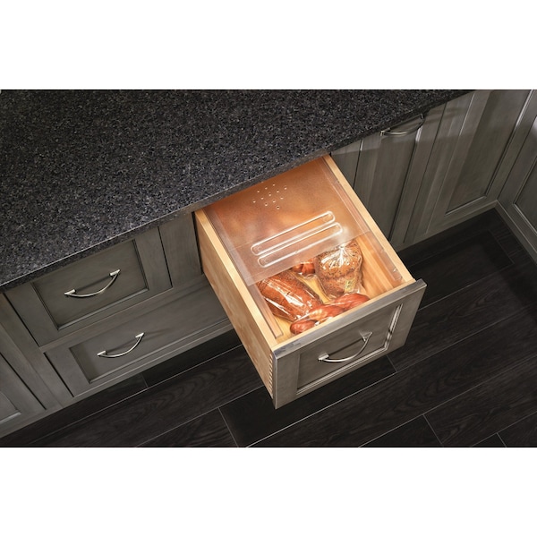 Rev-A-Shelf Drawer Insert, Acrylic, Clear, 16.75 in W, 0.38 in H, 21.75 in D, 21.75 in L, Clear - BDC-200-20