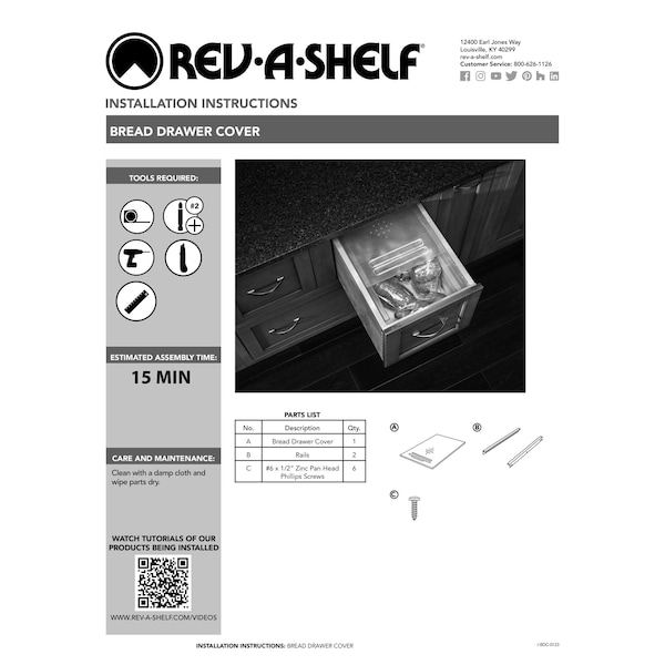 Rev-A-Shelf Drawer Insert, Acrylic, Clear, 16.75 in W, 0.38 in H, 21.75 in D, 21.75 in L, Clear - BDC-200-20
