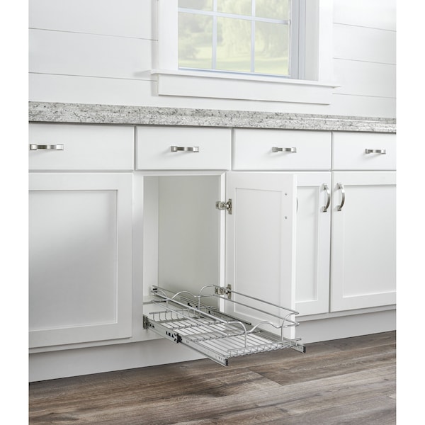 Rev-A-Shelf Steel, Silver, 11.5 in W, 5.56 in H, 22 in D, 22 in L, Silver - 5WB1-1222CR-1