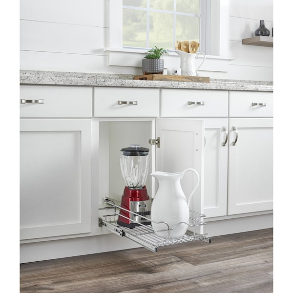 Rev-A-Shelf Steel, Silver, 11.5 in W, 5.56 in H, 22 in D, 22 in L, Silver - 5WB1-1222CR-1
