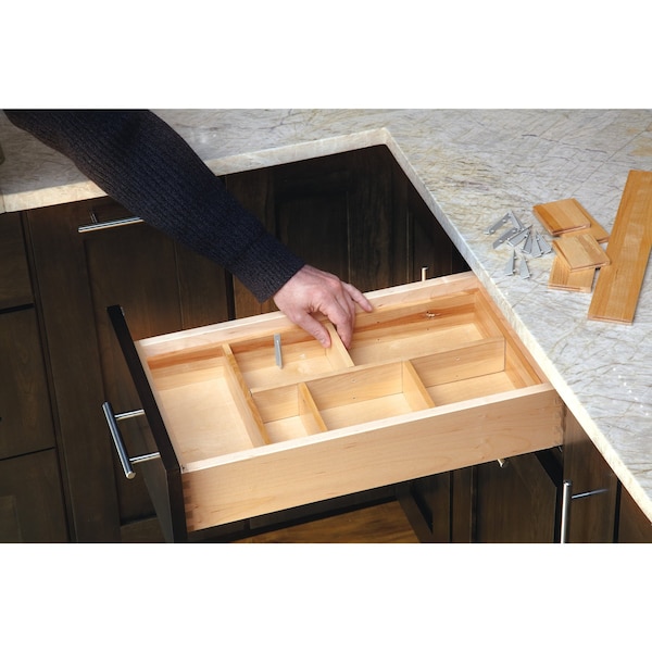 Rev-A-Shelf Maple Veneer, Light Brown, 9.88 in W, 2.5 in H, 19.13 in D, 19.13 in L, Light Brown - LD-4CT15-1