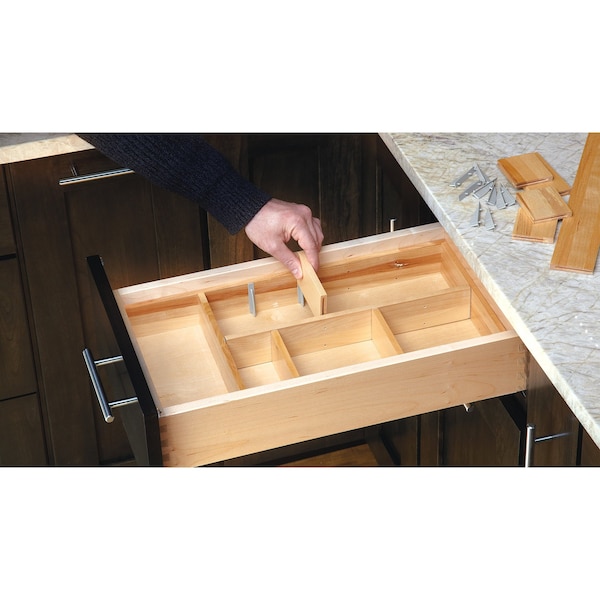 Rev-A-Shelf Maple Veneer, Light Brown, 9.88 in W, 2.5 in H, 19.13 in D, 19.13 in L, Light Brown - LD-4CT15-1
