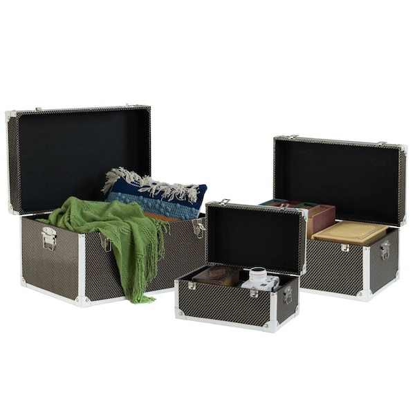 Vintiquewise Faux Leather Storage Trunk, PK 3 - QI003980.3