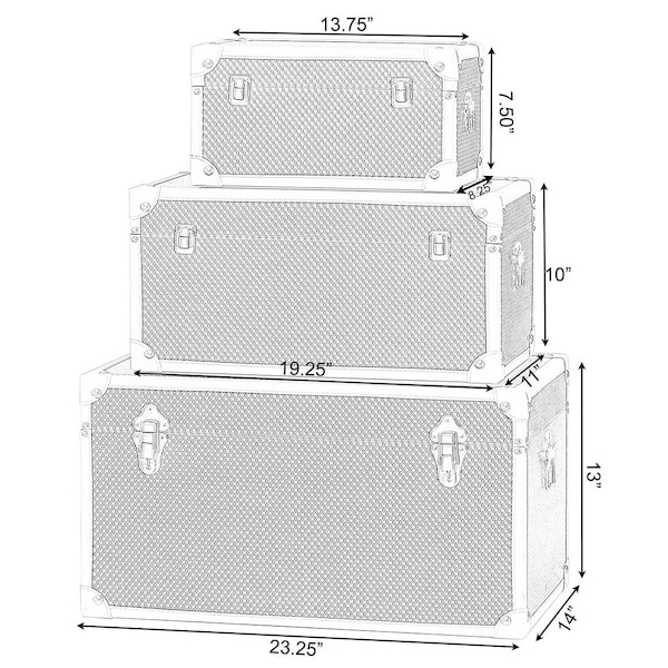 Vintiquewise Faux Leather Storage Trunk, PK 3 - QI003980.3