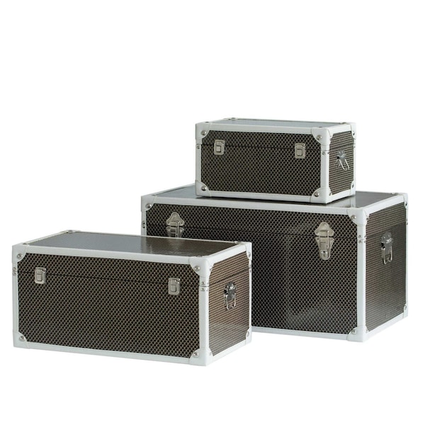 Vintiquewise Faux Leather Storage Trunk, PK 3 - QI003980.3