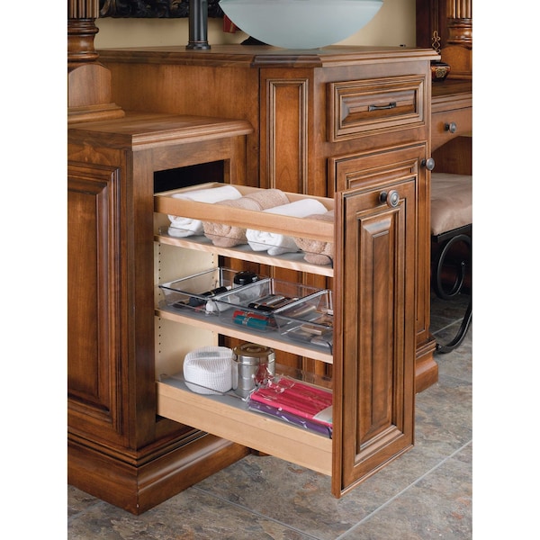 Rev-A-Shelf Maple Veneer, Light Brown, 8.62 in W, 25.56 in H, 19 in D, 19 in L, Light Brown - 448-VC25SC-8