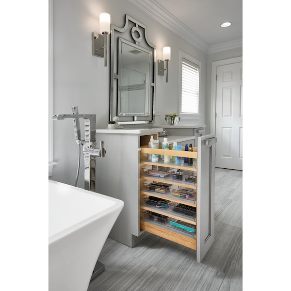 Rev-A-Shelf Maple Veneer, Light Brown, 8.62 in W, 25.56 in H, 19 in D, 19 in L, Light Brown - 448-VC25SC-8