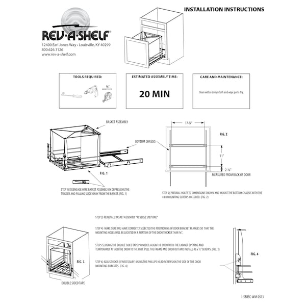 Rev-A-Shelf Steel, White, 20 in W, 20.12 in H, 22.11 in D, 22.11 in L, Silver - 5BBSC-WMDM24-C