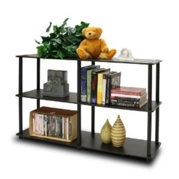 Highkey Turn-N-Tube 3-Tier Double Size Storage Display Rack, Espresso & Black - 29.5 x 47.2 x 11.6 in. - LR25366