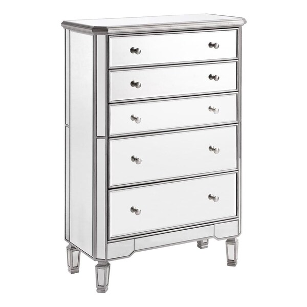 Elegant Decor 5 Drawer Cabinet 33 In. X 16 In. X 49 In. In Silver Paint - MF6-1026S