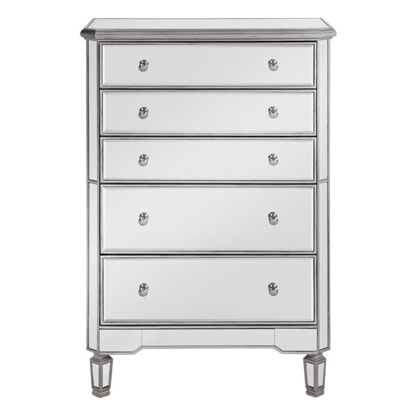 Elegant Decor 5 Drawer Cabinet 33 In. X 16 In. X 49 In. In Silver Paint - MF6-1026S