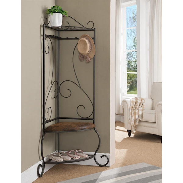 Sleep Ez 70 x 25 x 25 in. Metal Corner Hall Tree - Pewter - SL2589275