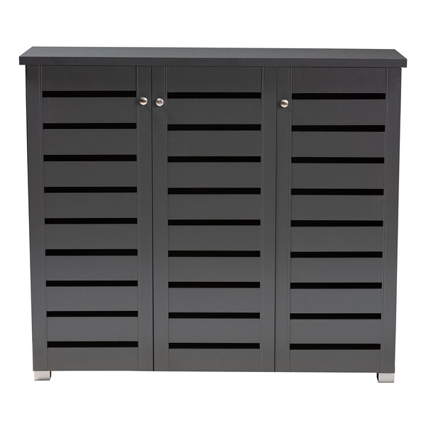 Baxton Studio Adalwin Dark Gray 3-Door Wooden Entryway Shoe Storage Cabinet - 152-9171