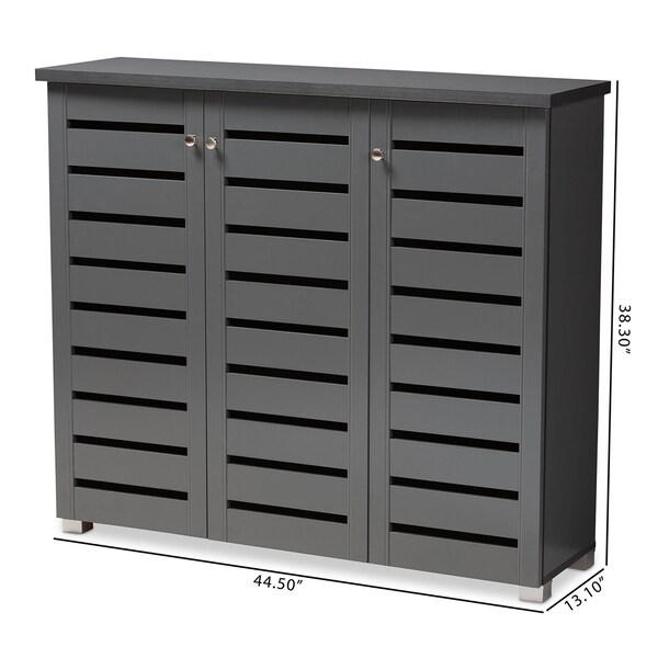 Baxton Studio Adalwin Dark Gray 3-Door Wooden Entryway Shoe Storage Cabinet - 152-9171