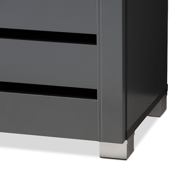 Baxton Studio Adalwin Dark Gray 3-Door Wooden Entryway Shoe Storage Cabinet - 152-9171