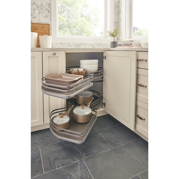 Rev-A-Shelf Steel, Orion Gray, 37.6 in W, 24.5 in H, 21.55 in D, 21.55 in L, Orion Gray - 5372-18-FOG-L