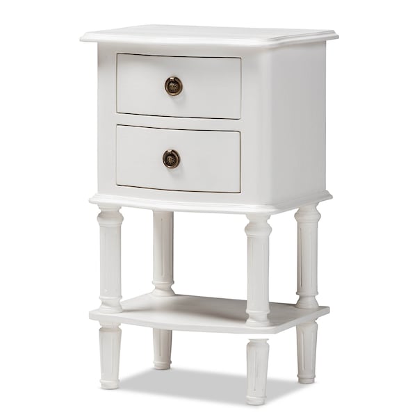 Baxton Studio Audrey Country Cottage Farmhouse White Finished 2-Drawer Nightstand - 147-8180