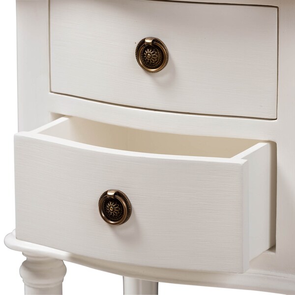 Baxton Studio Audrey Country Cottage Farmhouse White Finished 2-Drawer Nightstand - 147-8180